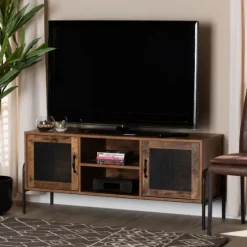 Walnut Wood 2-Door Tv Stand-Kirkland's Home Store