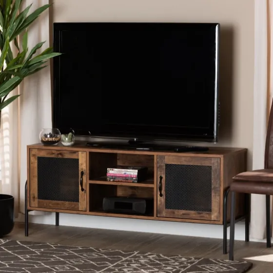 Walnut Wood 2-Door Tv Stand-Kirkland's Home Store