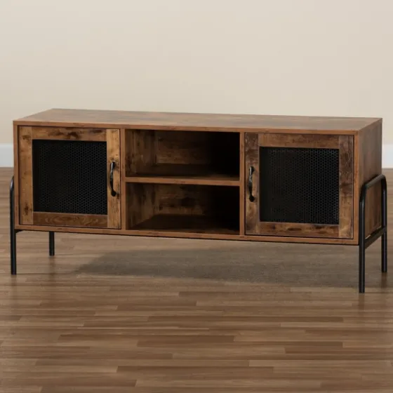 Walnut Wood 2-Door Tv Stand-Kirkland's Home Store