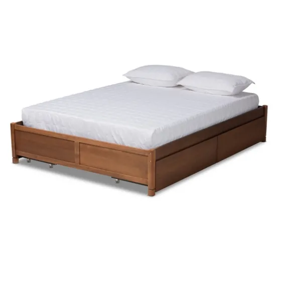 Walnut Wood 4-Drawer Full Platform Bed-Kirkland's Home Flash Sale