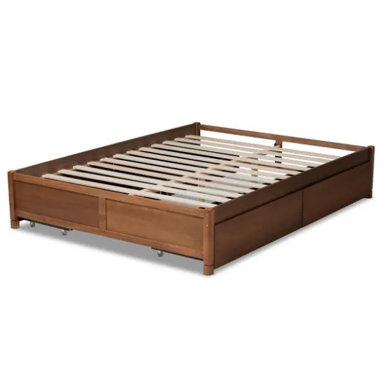Walnut Wood 4-Drawer Full Platform Bed-Kirkland's Home Flash Sale