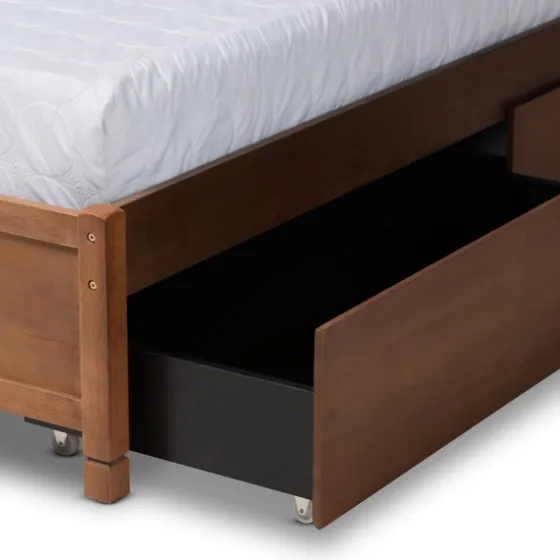 Walnut Wood 4-Drawer Full Platform Bed-Kirkland's Home Flash Sale