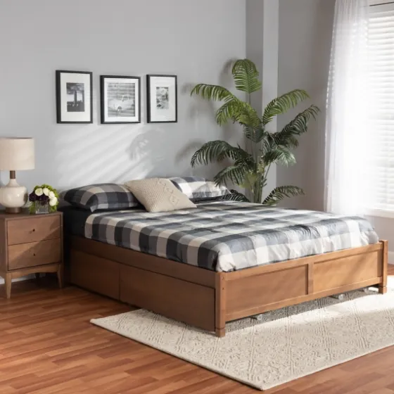 Walnut Wood 4-Drawer Full Platform Bed-Kirkland's Home Flash Sale