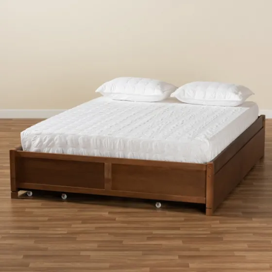 Walnut Wood 4-Drawer Full Platform Bed-Kirkland's Home Flash Sale