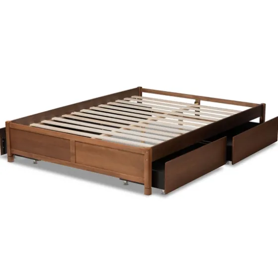 Walnut Wood 4-Drawer King Platform Bed-Kirkland's Home Store