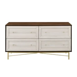 Walnut Wood Faced Gold Base Dresser-Kirkland's Home Sale