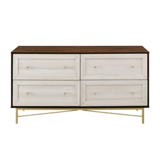 Walnut Wood Faced Gold Base Dresser-Kirkland's Home Sale
