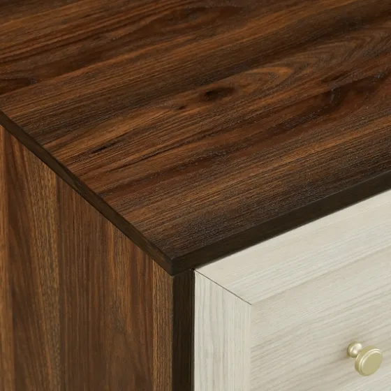 Walnut Wood Faced Gold Base Dresser-Kirkland's Home Sale