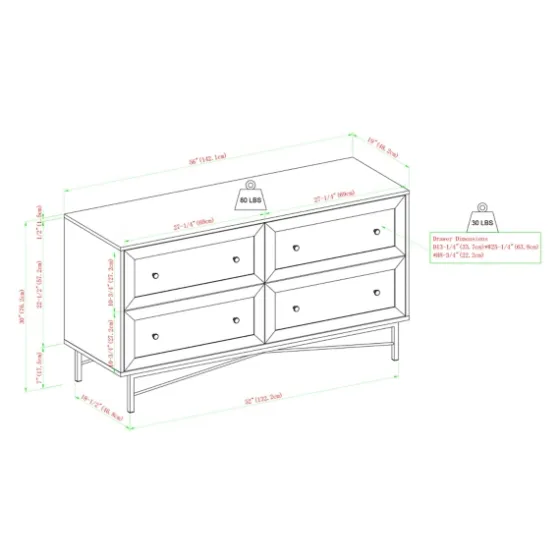 Walnut Wood Faced Gold Base Dresser-Kirkland's Home Sale