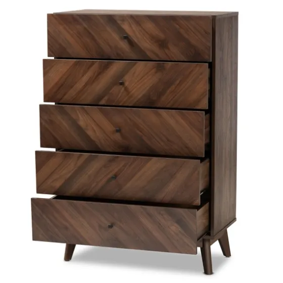 Walnut Wood Grain 5-Drawer Chest-Kirkland's Home Best Sale