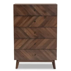 Walnut Wood Grain 5-Drawer Chest-Kirkland's Home Best Sale