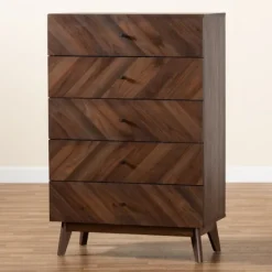 Walnut Wood Grain 5-Drawer Chest-Kirkland's Home Best Sale