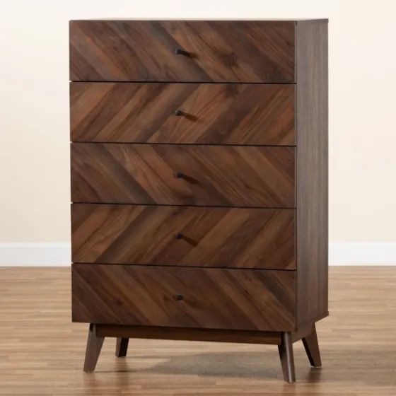 Walnut Wood Grain 5-Drawer Chest-Kirkland's Home Best Sale