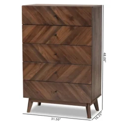 Walnut Wood Grain 5-Drawer Chest-Kirkland's Home Best Sale
