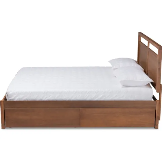 Walnut Wood Headboard 4-Drawer Full Platform Bed-Kirkland's Home Best