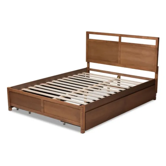 Walnut Wood Headboard 4-Drawer Full Platform Bed-Kirkland's Home Best