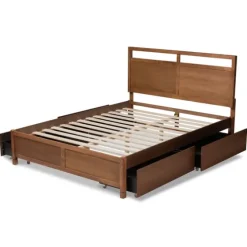 Walnut Wood Headboard 4-Drawer Full Platform Bed-Kirkland's Home Best