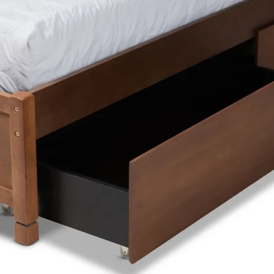 Walnut Wood Headboard 4-Drawer Full Platform Bed-Kirkland's Home Best