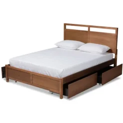 Walnut Wood Headboard 4-Drawer King Platform Bed-Kirkland's Home Online