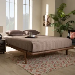 Walnut Wood King Platform Bed-Kirkland's Home Cheap