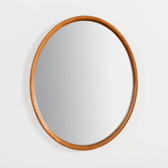 Walnut Wood Oval Wall Mirror-Kirkland's Home Outlet