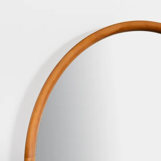 Walnut Wood Oval Wall Mirror-Kirkland's Home Outlet