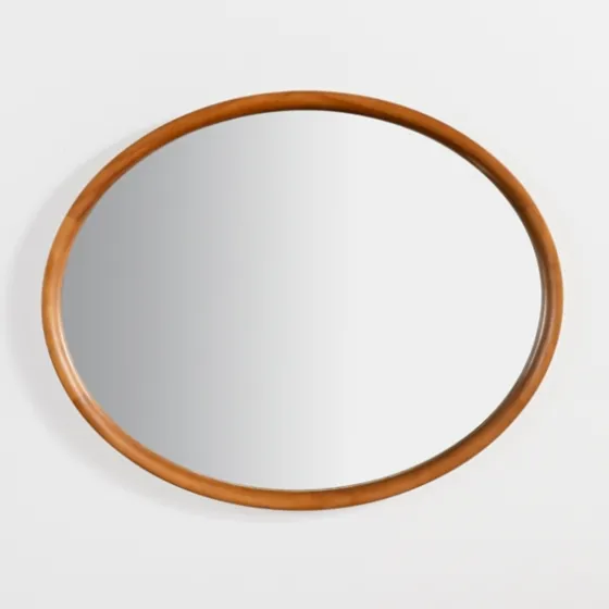 Walnut Wood Oval Wall Mirror-Kirkland's Home Outlet