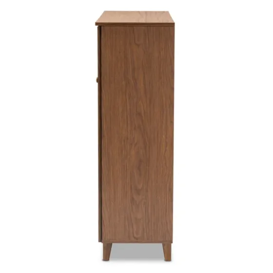 Walnut Wood 11-Shelf Paneled Shoe Cabinet-Kirkland's Home Sale