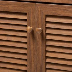 Walnut Wood 11-Shelf Paneled Shoe Cabinet-Kirkland's Home Sale