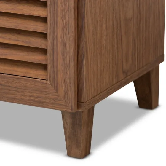 Walnut Wood 11-Shelf Paneled Shoe Cabinet-Kirkland's Home Sale