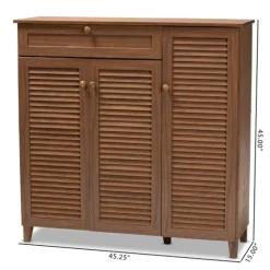 Walnut Wood 11-Shelf Paneled Shoe Cabinet-Kirkland's Home Sale