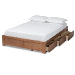 Walnut Wooden 3-Drawer Platform Bed-Kirkland's Home Hot
