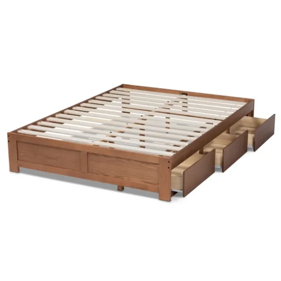 Walnut Wooden 3-Drawer Platform Bed-Kirkland's Home Hot