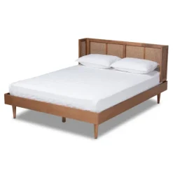Walnut Wrap Around Rattan Queen Bed Frame-Kirkland's Home Fashion