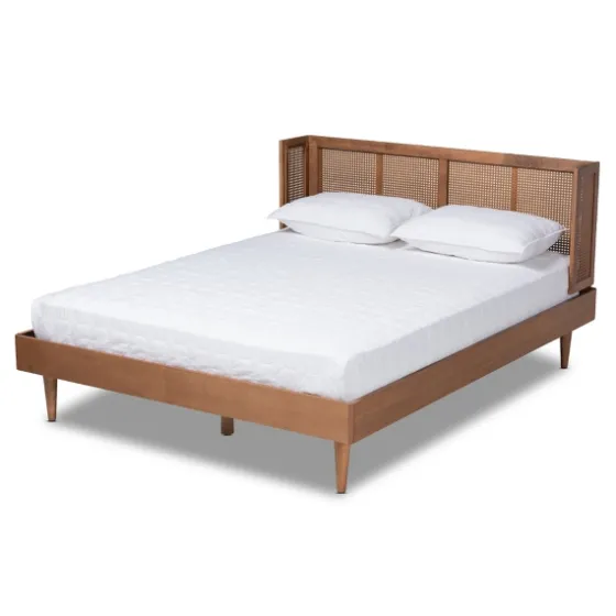 Walnut Wrap Around Rattan Queen Bed Frame-Kirkland's Home Fashion
