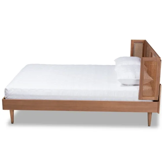 Walnut Wrap Around Rattan Queen Bed Frame-Kirkland's Home Fashion
