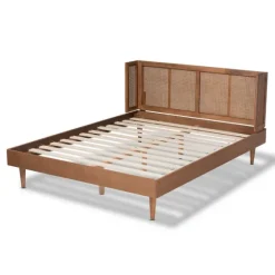 Walnut Wrap Around Rattan Queen Bed Frame-Kirkland's Home Fashion