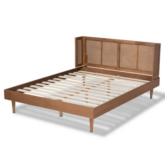 Walnut Wrap Around Rattan Queen Bed Frame-Kirkland's Home Fashion