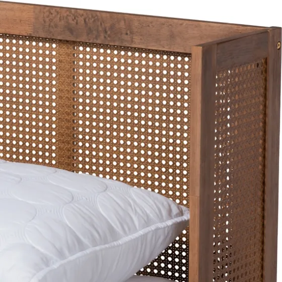 Walnut Wrap Around Rattan Queen Bed Frame-Kirkland's Home Fashion