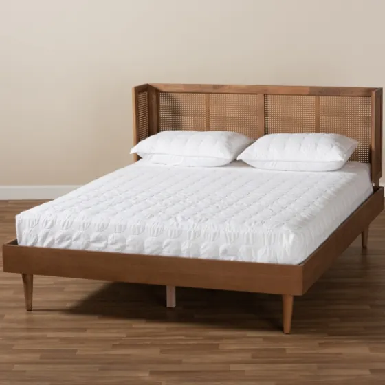 Walnut Wrap Around Rattan Queen Bed Frame-Kirkland's Home Fashion