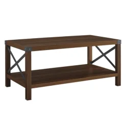 Walnut X-Frame Rustic Wood Coffee Table-Kirkland's Home Outlet