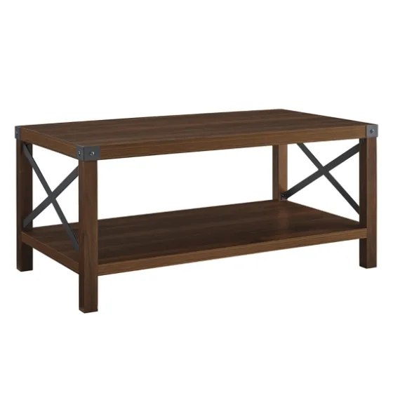 Walnut X-Frame Rustic Wood Coffee Table-Kirkland's Home Outlet