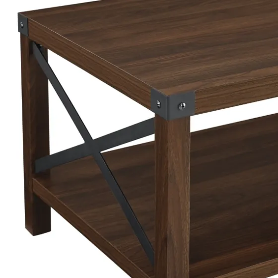 Walnut X-Frame Rustic Wood Coffee Table-Kirkland's Home Outlet