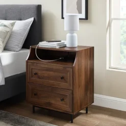 Warm Brown Curved Top Nightstand Table-Kirkland's Home Shop