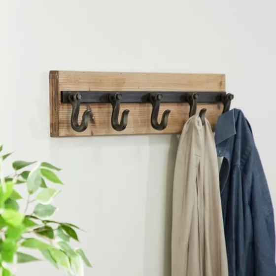Warm Brown Industrial Iron Wall Hooks-Kirkland's Home Online