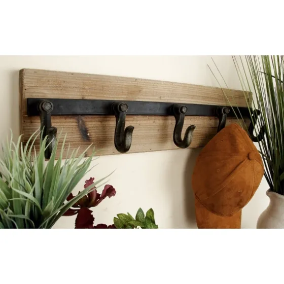 Warm Brown Industrial Iron Wall Hooks-Kirkland's Home Online