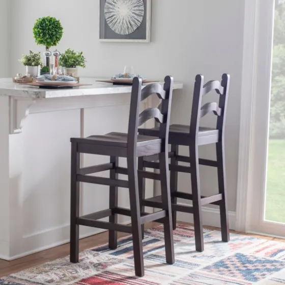 Warm Ladder Back Bar Stools, Set Of 2-Kirkland's Home Fashion