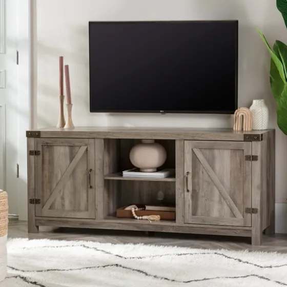 Wash Barn Doors Tv Stand-Kirkland's Home Fashion