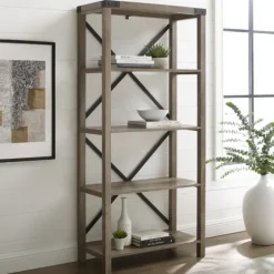 Wash Metal X Frame Back Bookshelf-Kirkland's Home Cheap