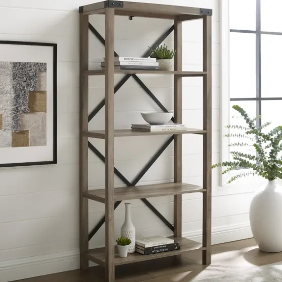 Wash Metal X Frame Back Bookshelf-Kirkland's Home Cheap